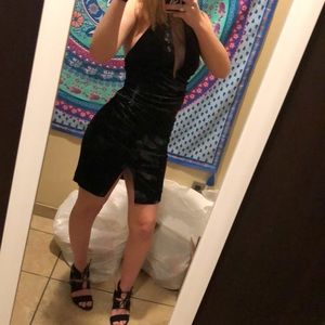 Black velvet cocktail dress